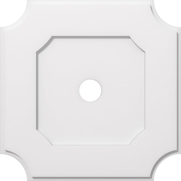 Ekena Millwork Locke Architectural Grade PVC Ceiling Medallion, 24"OD x 3"ID x 14 1/4"C x 1"P, One-Piece CMP24LE-03000 - main